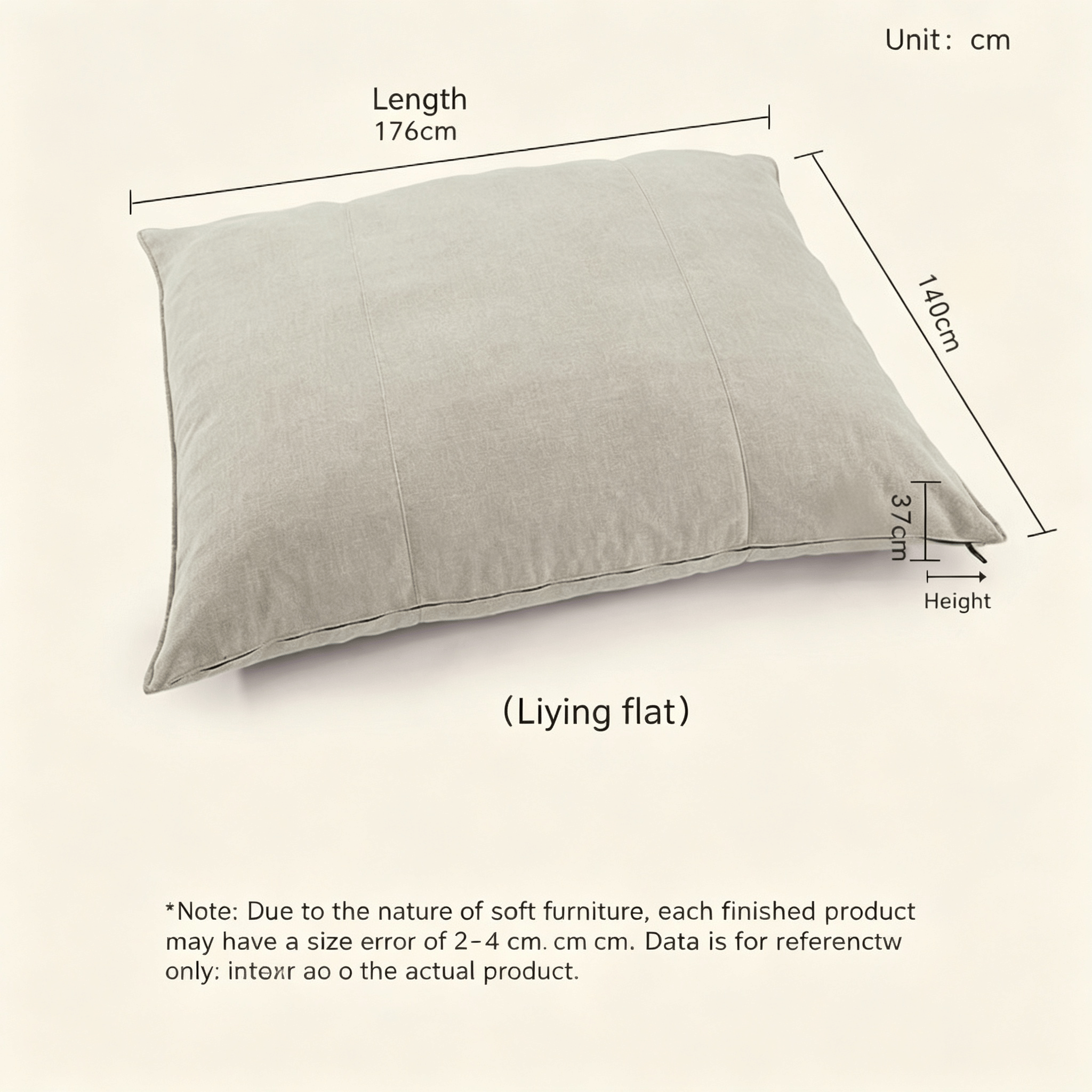 เบาะรองนั่งอเนกประสงค์ BUNISE รุ่น DUMPLING 176×140×37 ซม. สีน้ำตาล_1